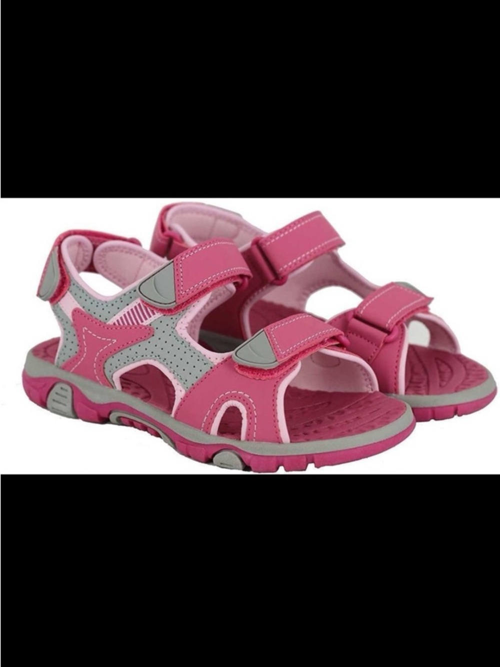 Khombu Pink and Gray Kids Adjustable Active Water Sandals Size 4